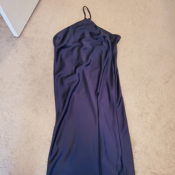 Asos satin navy one strap cocktail dress - Picture 2 of 4